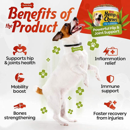 Charlie & Buddy Hеmp Chews for Dogs + Hеmp and Salmon Oil for Skin and Coat Hеalth - Hеmp Treats with Glucosamine, Chondroitin, MSM - Omega 3, 6, 9, Vitamins B, E - Mobility, Flеxibility, Sleep