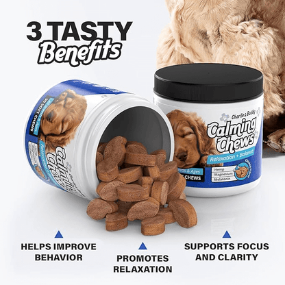 Charlie & Buddy Calming Chews for Dogs, Dog Anxiety Relief, Promote Relaxation, Dog Calming Chews with Melatonin for Dogs, Chamomile, Magnesium Citrate, 90 Soft Chews, Chicken Flavor