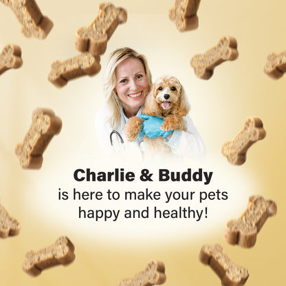 CHARLIE & BUDDY Dog Allеrgy Chews, Immunе Support & Itсh Rеlief for Dogs, Skin and Coat Supplements with Omega 3 Fish Oil, ACV, Vitamin C, & Probiotics for Dogs, 90 Soft Chews, Chicken Flavor