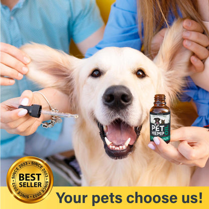 Hemp Oil Dogs Cats CHARLIE & BUDDY - Helps Pets with Anxiety, Pain, Stress, Sleep, Arthritis, Seizures Relief - Hip Joint Health - 100 Natural Pure Drops, Organic Calming Treats