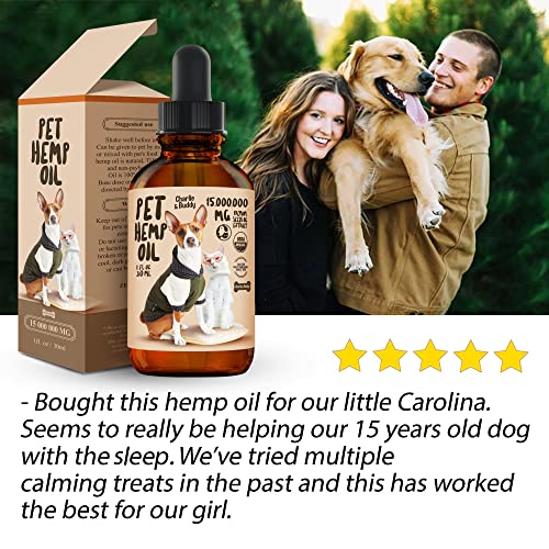 Hemp Oil Dogs Cats - Anti-Anxiety, Arthritis, Seizures, Pain Relief - Hip Joint Health - 100% Organic Calming Drops - Omega 3, 6, 9 & Vitamins B, C, E