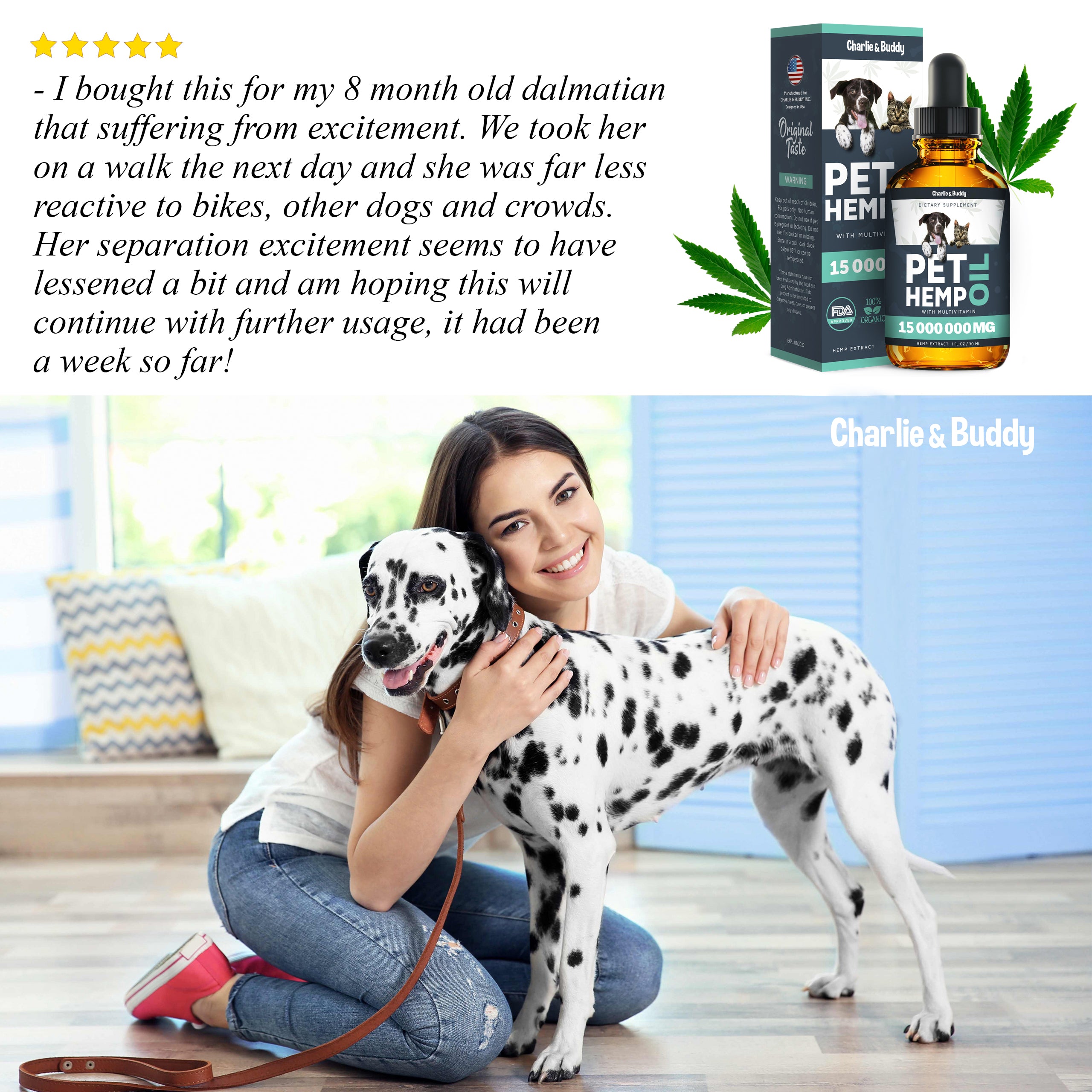 CHARLIE & BUDDY Hemp Oil Dogs Cats - Helps Pets with Anxiety, Pain, St –  Charlie&Buddy